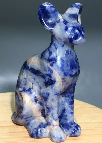 It's a kitty cat! A Sodalite kitty cat. What makes this special and do we use Sodalite often for carvings?