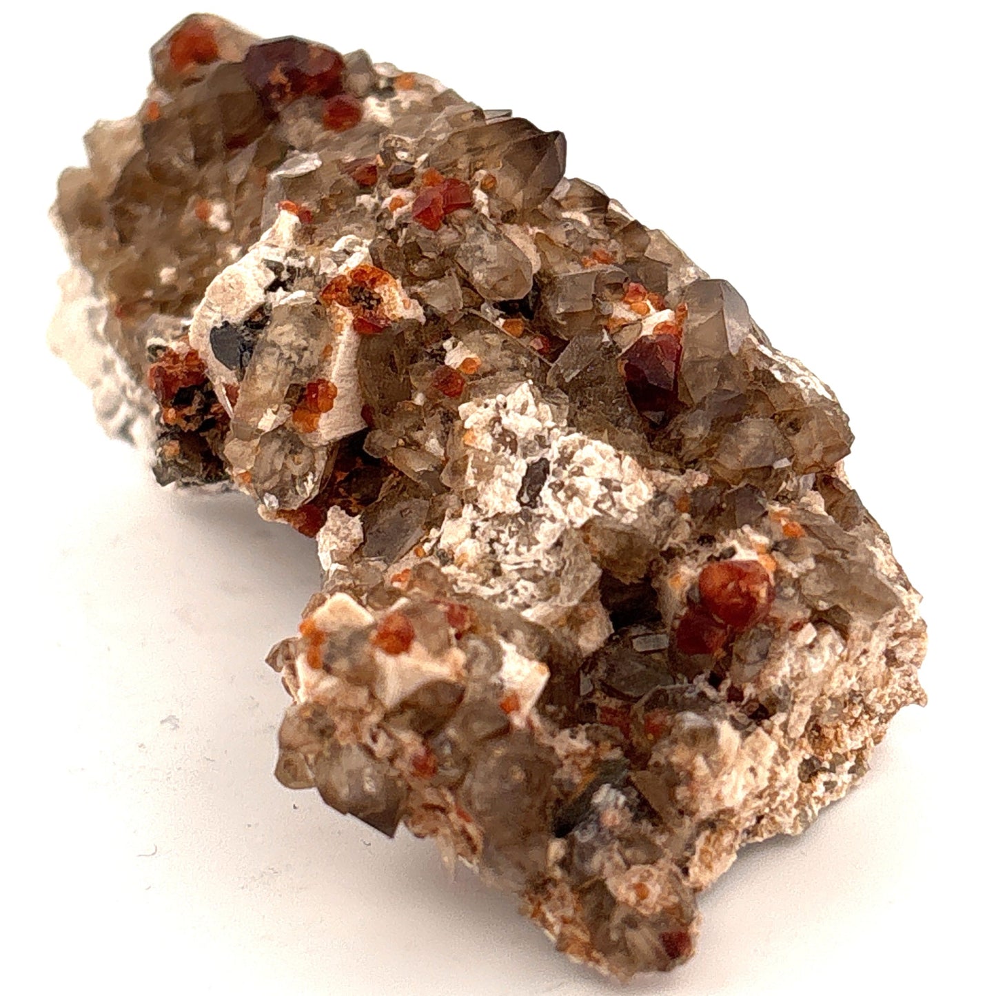 Smokey Quartz & Orange Garnet Cluster from Brazil 43.92gr