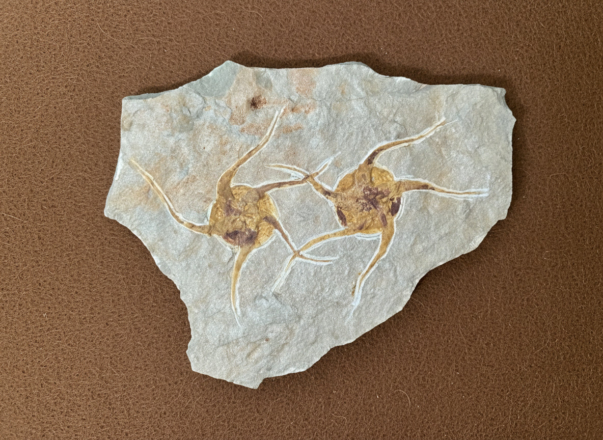Dual Starfish Fossil Plate, Morocco, 22x18x1.5mm, 1092gr