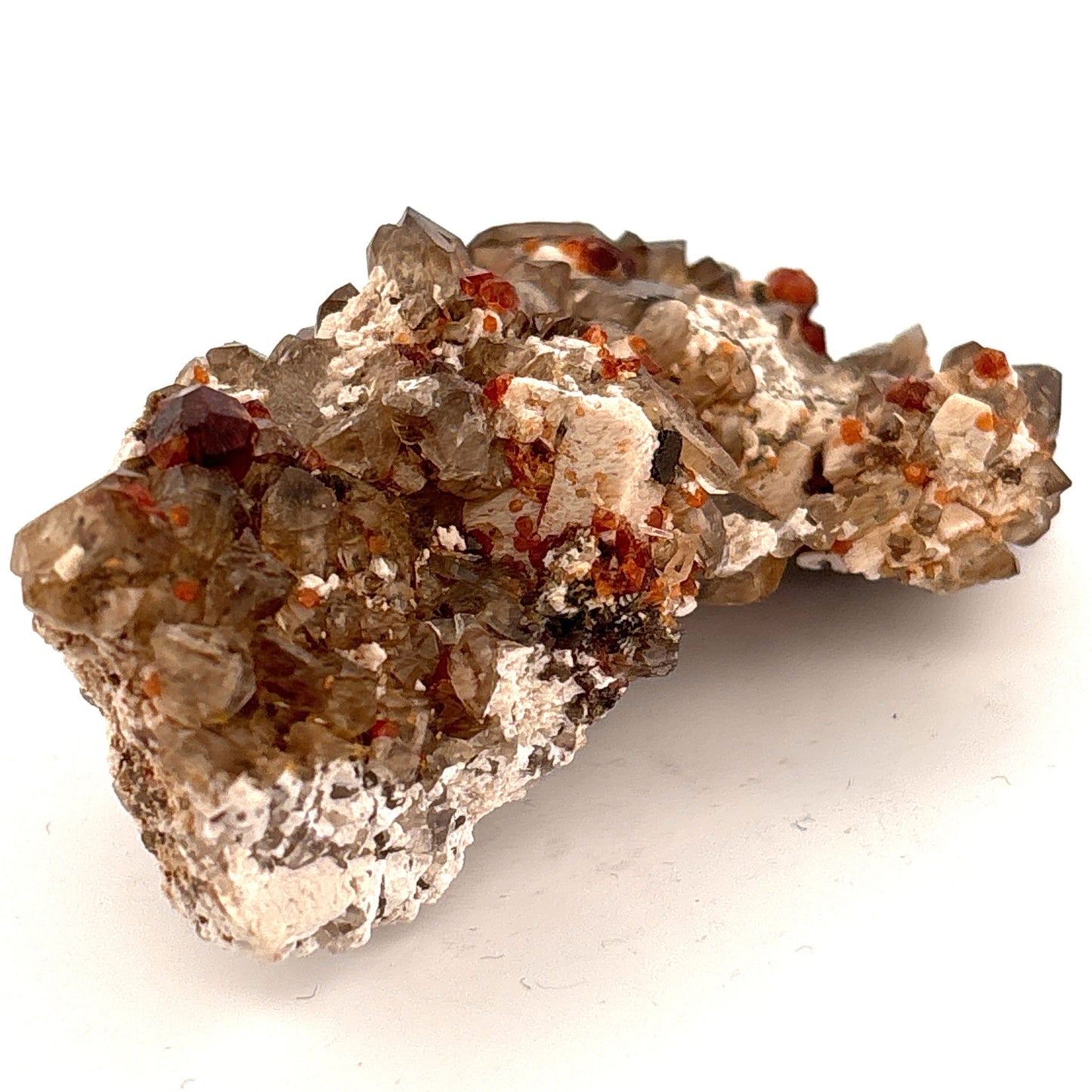Smokey Quartz & Orange Garnet Cluster from Brazil 43.92gr