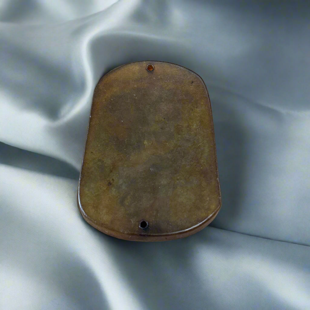 Brown Jade Charm, Hand Carved, 24.77gr, 52x38x6mm