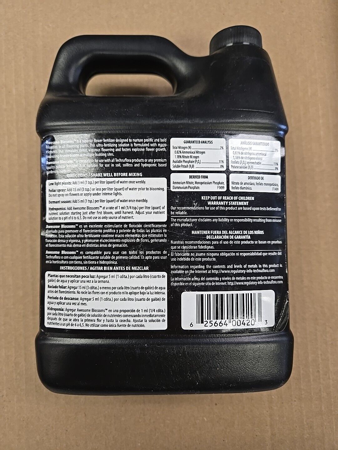 Technaflora, Awesome Blossoms, 2-11-8, 1 L fertilizers, 1 Liter, Organic