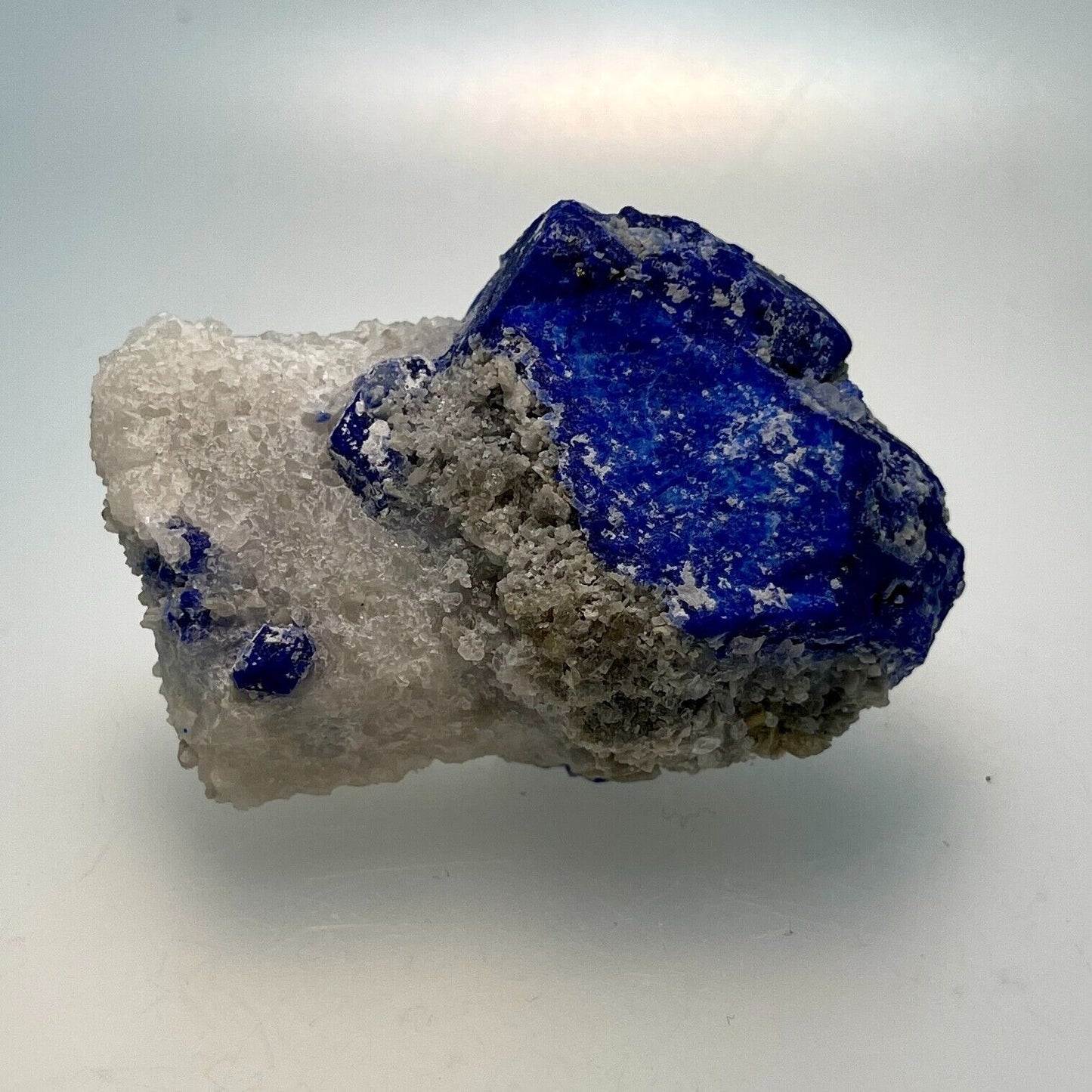 RARE! Azurite on Quartz with Pyrite, Pakistani, Natural 56x39x31mm 91gr