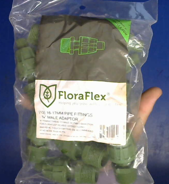 CLOSEOUT FloraFlex 16-17mm Pipe Fittings - 3/4" Male Adapter - 12/Pack