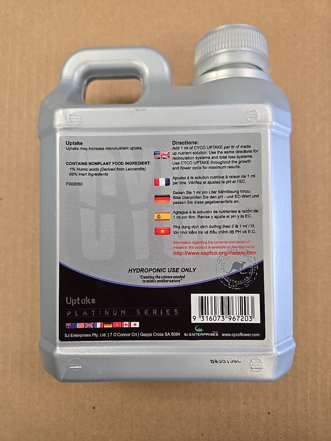 Cyco Uptake, 1L, Platinum Series, For Hydroponics Use Only