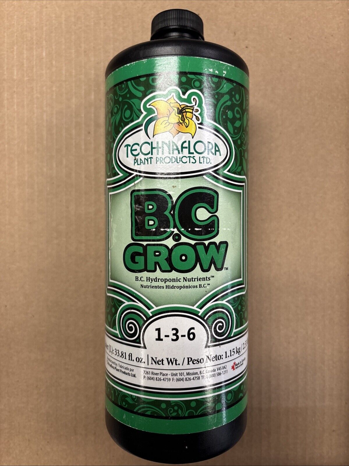 Technaflora, B.C Grow ( 1-3-6), Extraordinary Vegetative Growth, 1 Liter