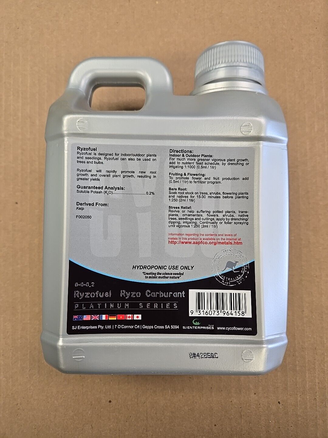 CYCO Ryzofuel, Ryzo Carburant, Platinum Series, 1 Liter, 0-0-0.2