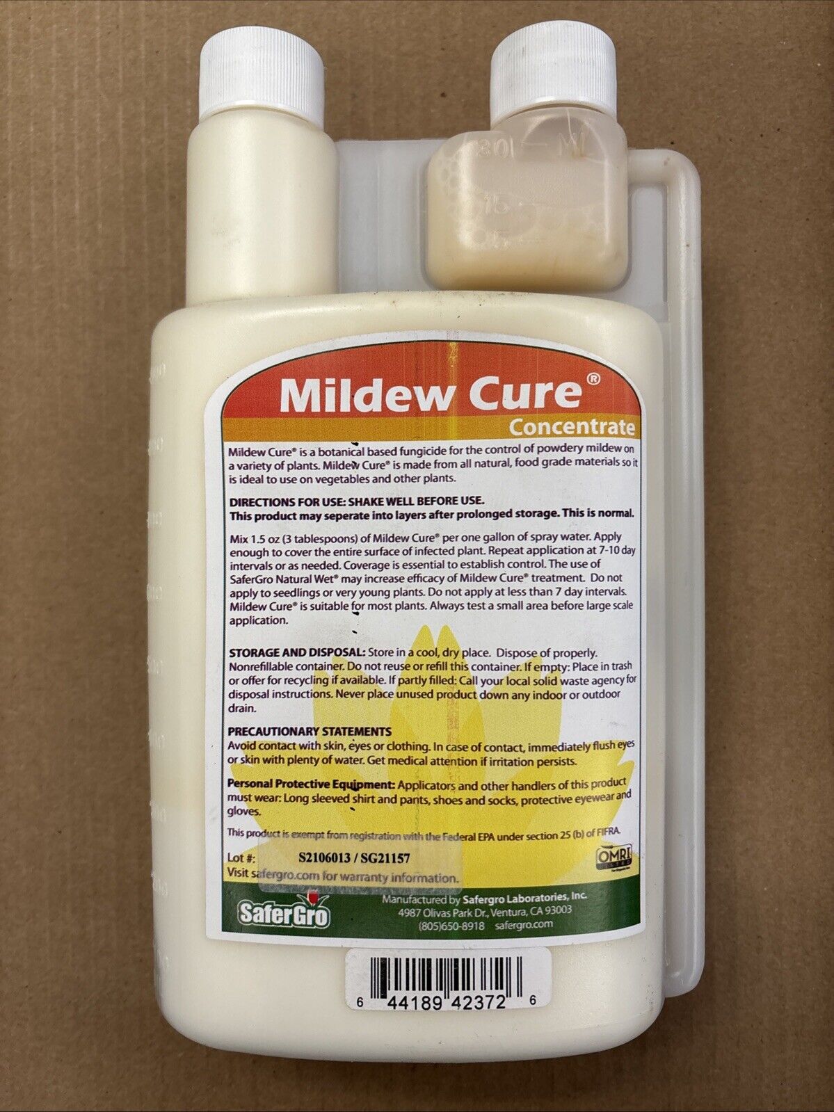 SaferGro Mildew Cure 1 Qt. Concentrate - Plant Protection Spray