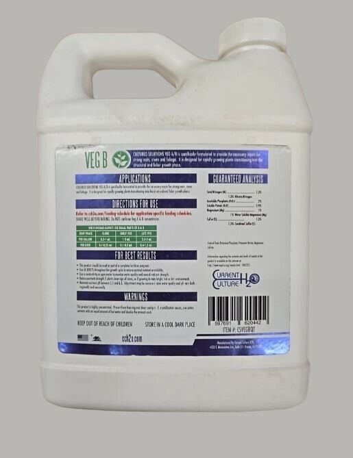 Cultured Solutions, VEG B, 1 Qt, 1.3-2-5.9