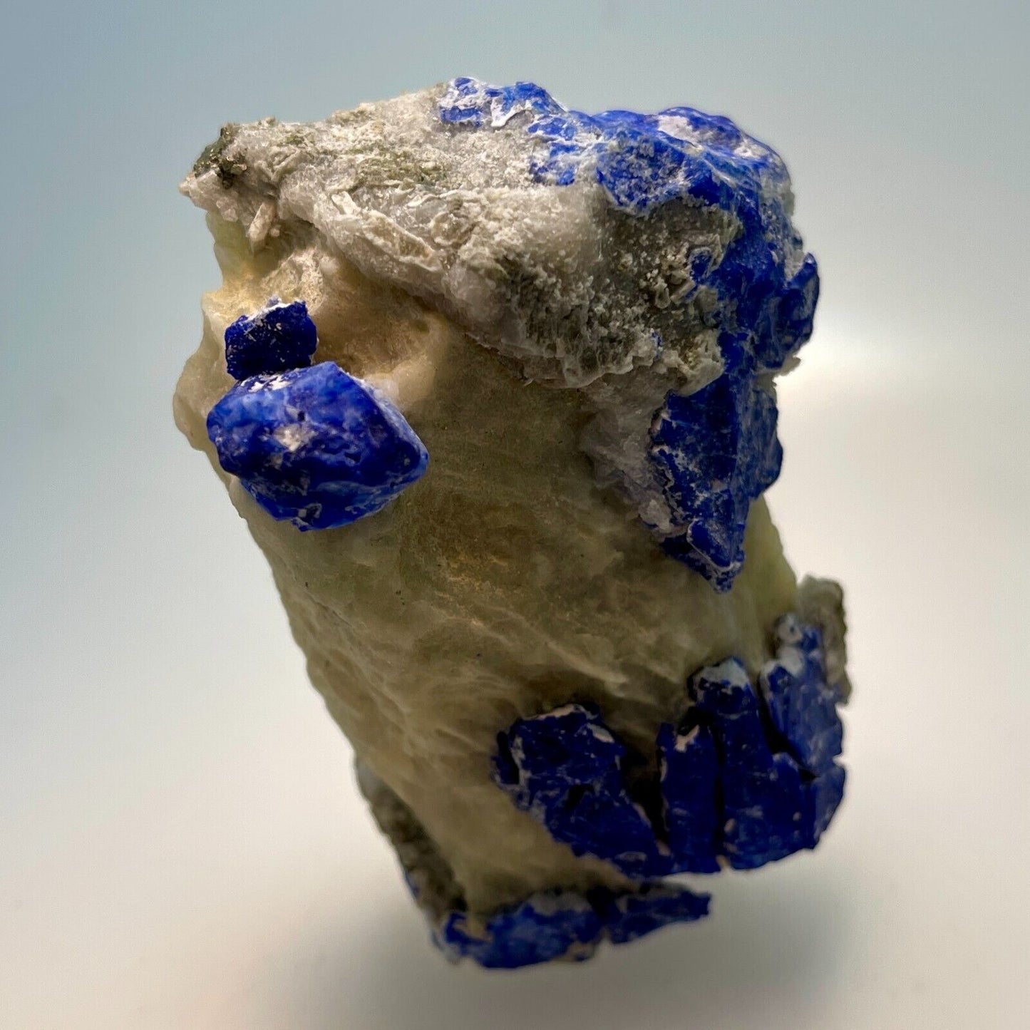 RARE! Azurite on Quartz with Pyrite, Pakistani, Natural 85x55x41mm 187.9gr