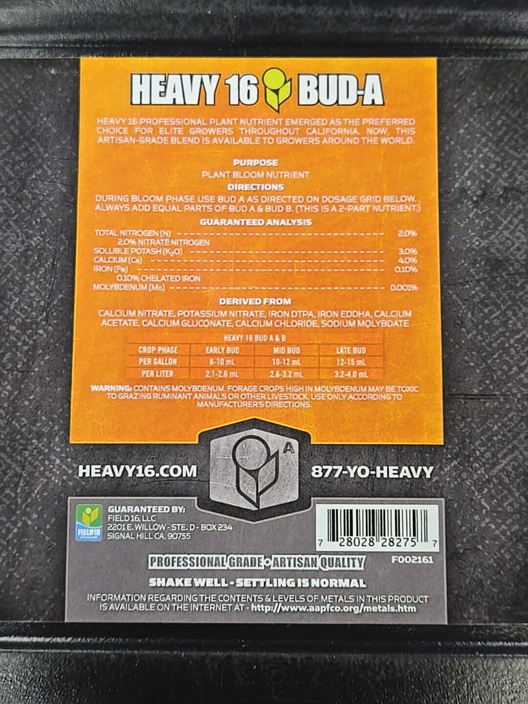 Heavy 16 Bud A 1 Quart Professional Plant Nutrient Heavy Sixteen Brand