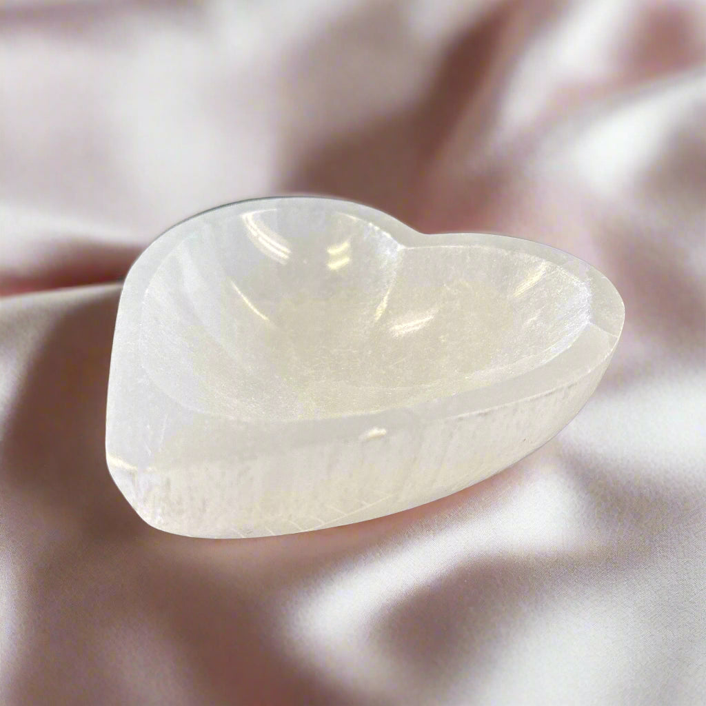 Moroccan Selenite Heart Bowl 4"