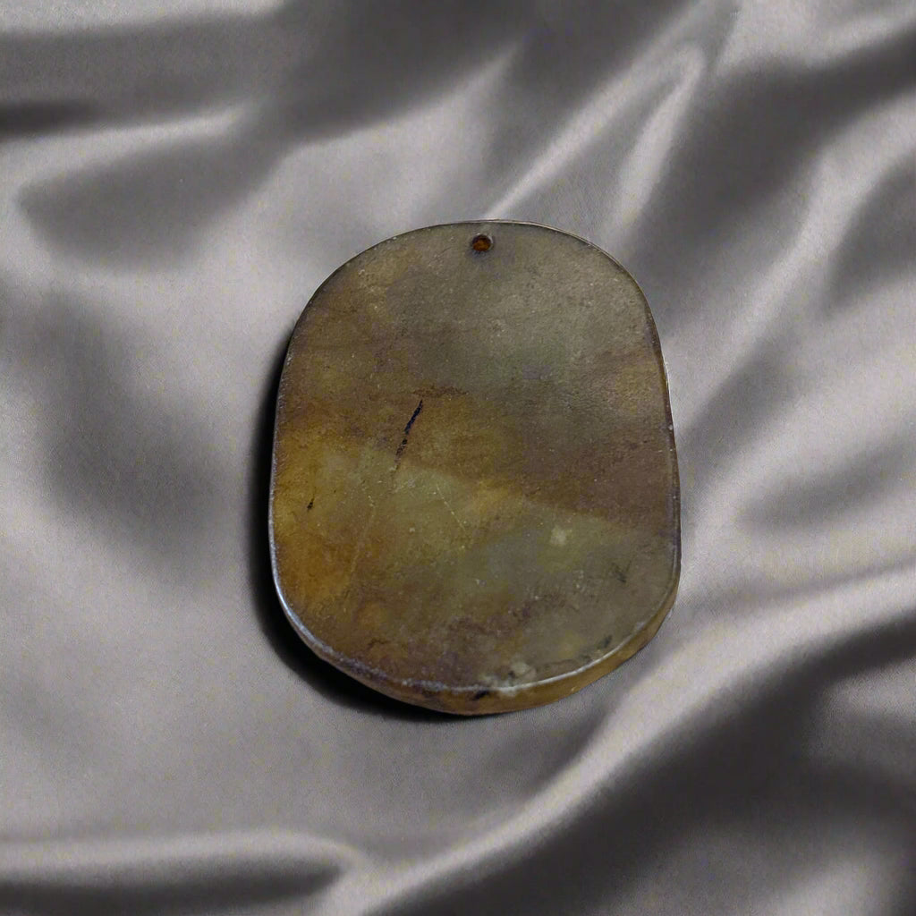 Brown Jade Fish Charm, Hand Carving, 20.8gr, 47x35x7mm