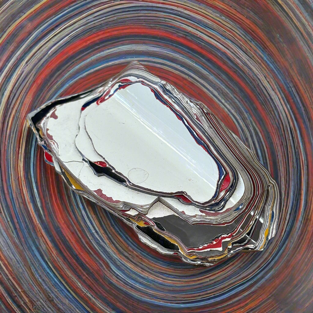 Historical Fordite Cutting Rough, 70gr, 4.5x10.5cm, Michigan, USA