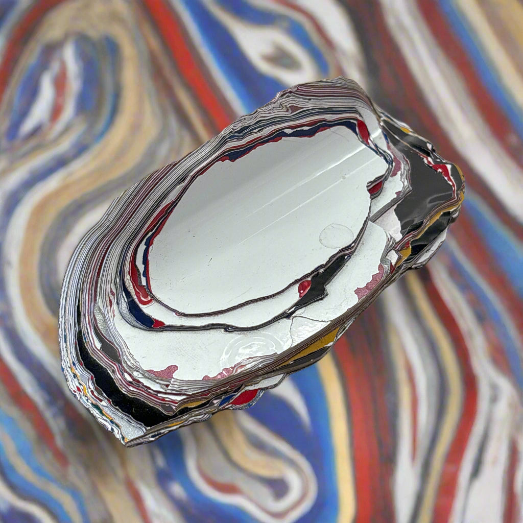 Historical Fordite Cutting Rough, 70gr, 4.5x10.5cm, Michigan, USA