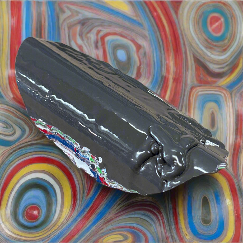 Historical Fordite Cutting Rough, 70gr, 4.5x10.5cm, Michigan, USA