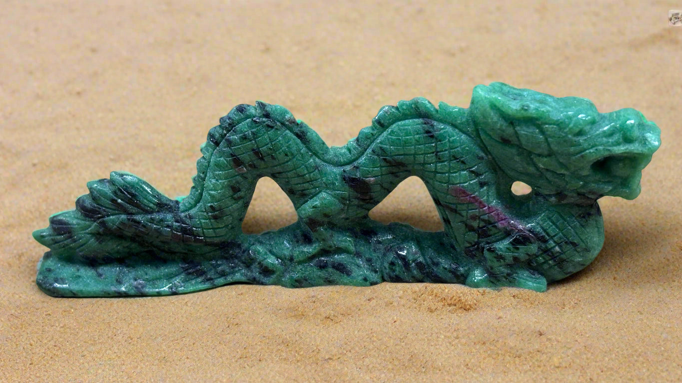 Dragon Carving, Hand Carved, Ruby & Zoisite, Africa, 47.94gr
