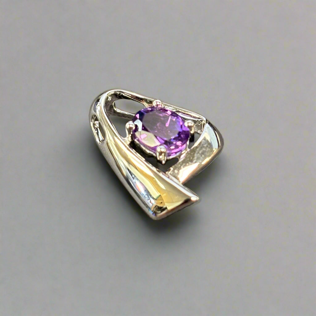 14K White Gold, Amethyst, 8x6mm, Oval