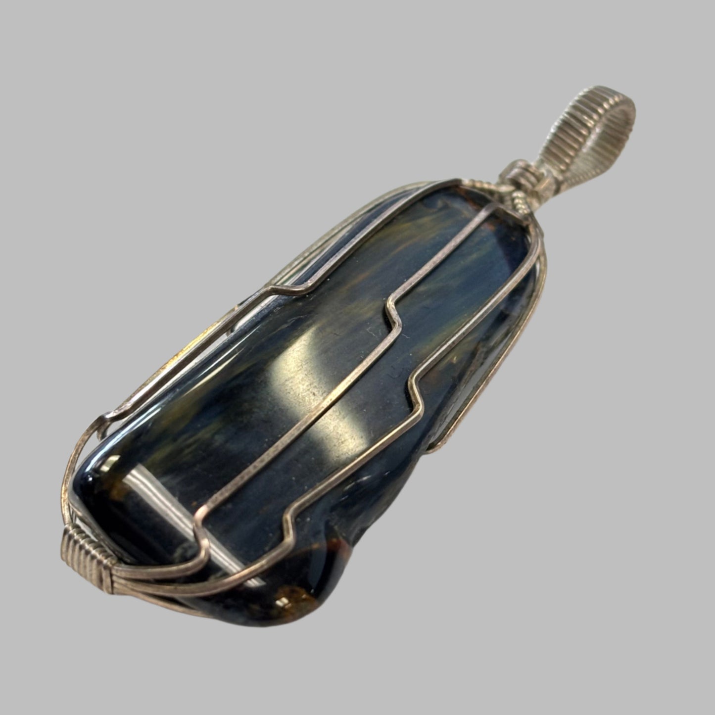 Wire Wrapped Pietersite Pendant in Sterling Silver, 17.05gr.