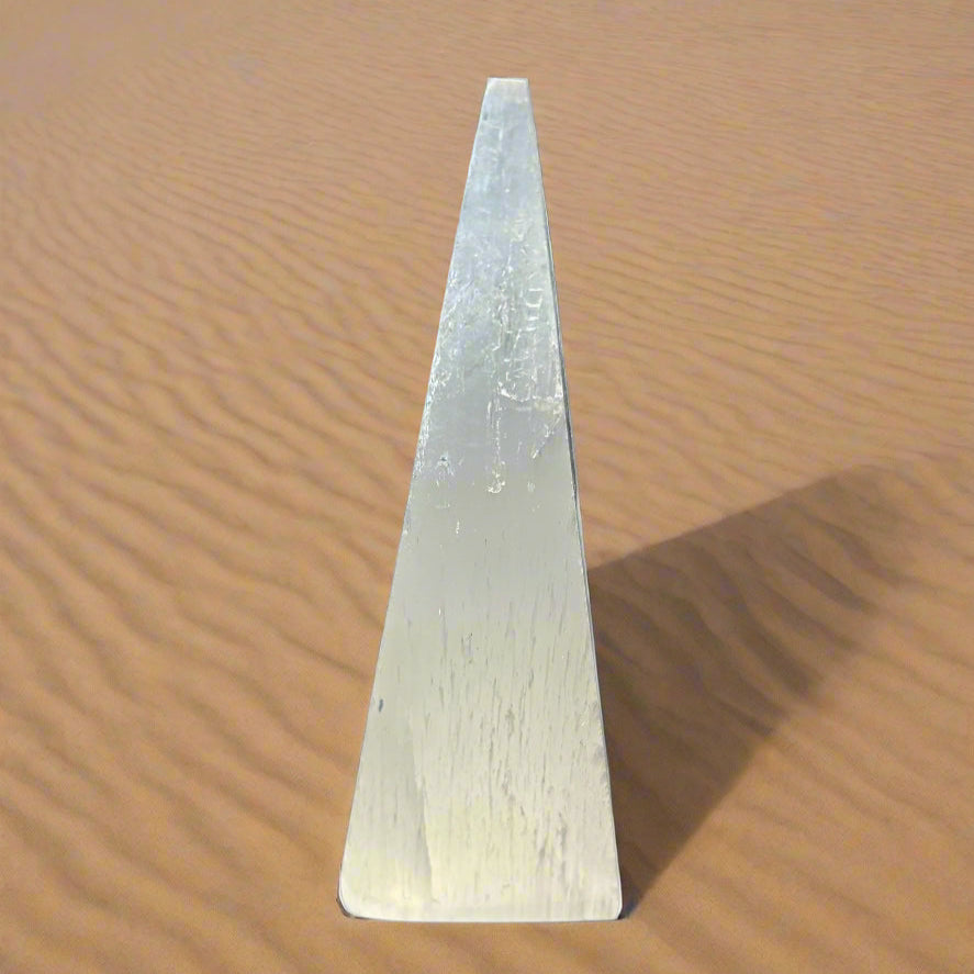 Selenite Triangle Obelisks from Morocco 4" Tall