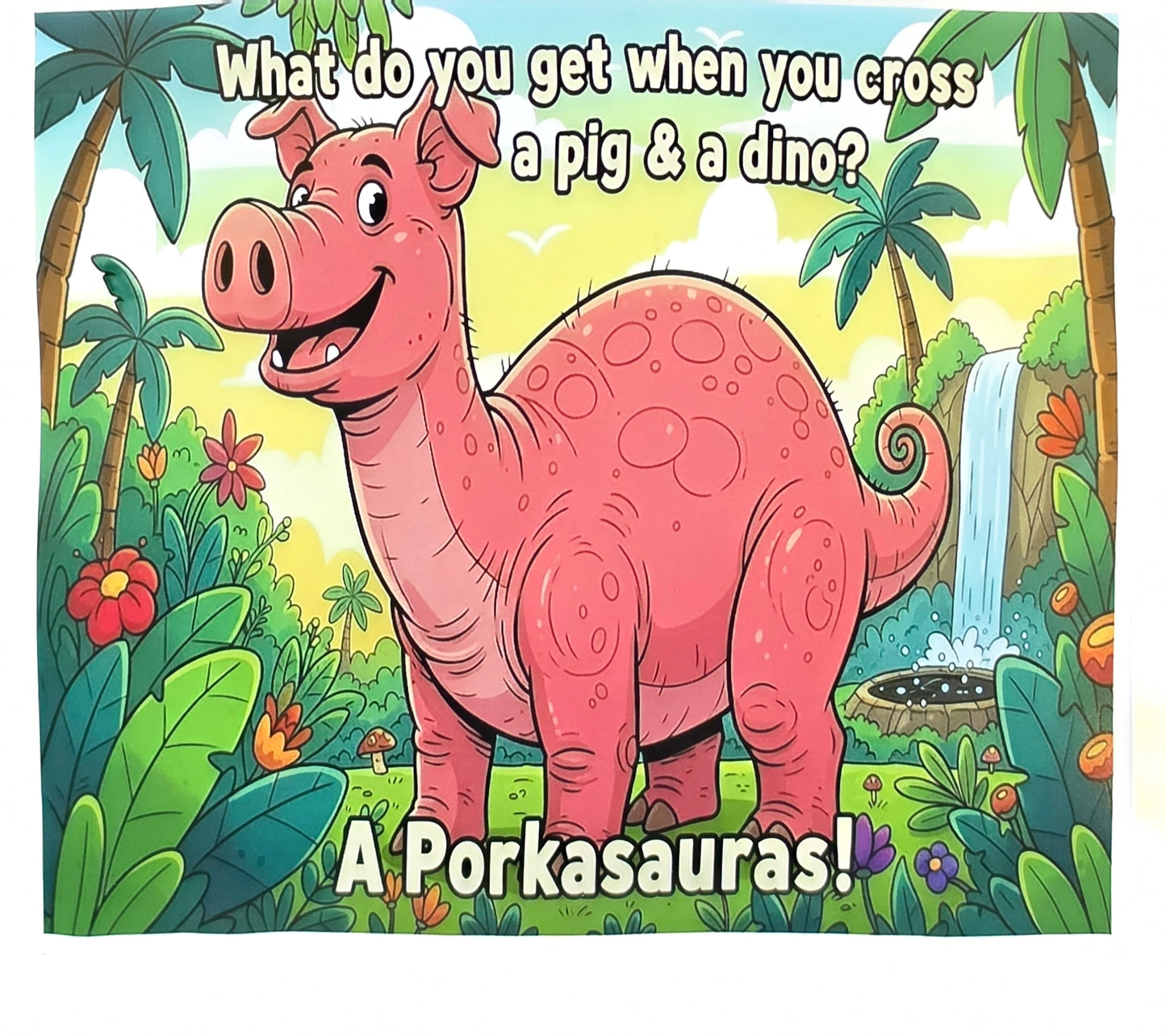 Pig Dino Joke Sticker - 9x8 cm