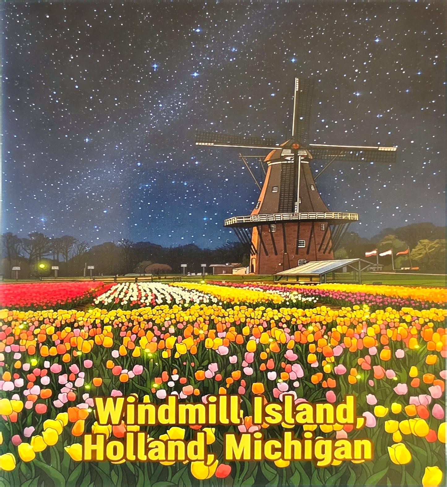 De Zwaan Windmill Sticker at Night - 8x9 cm
