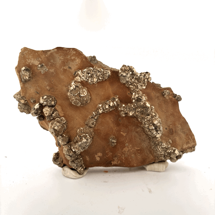 Pyrite on Limonite Clay, 1002gr, 18x11x5cm, Supat Mine, Mansehra, Pakistan