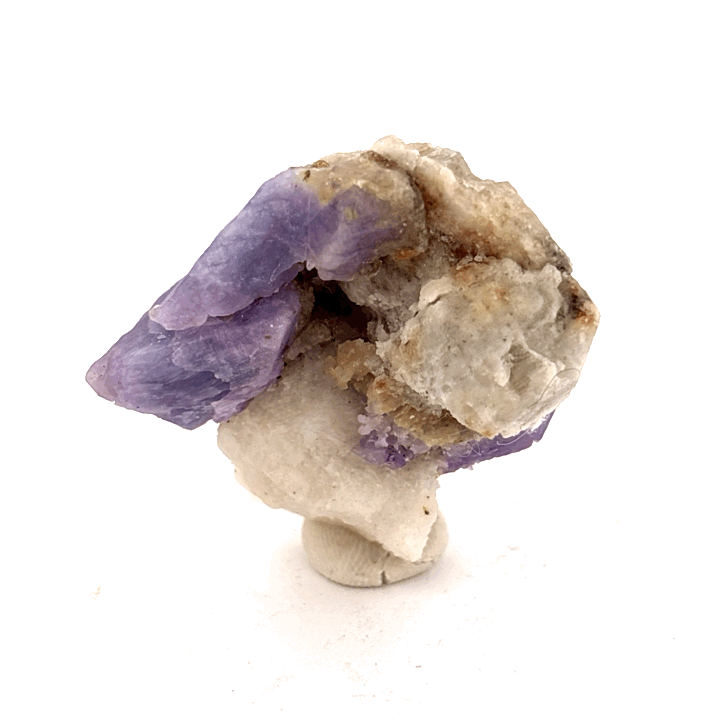 Fluorescent Hackmanite & Calcite on Quartz, Pakistan, 38.95gr