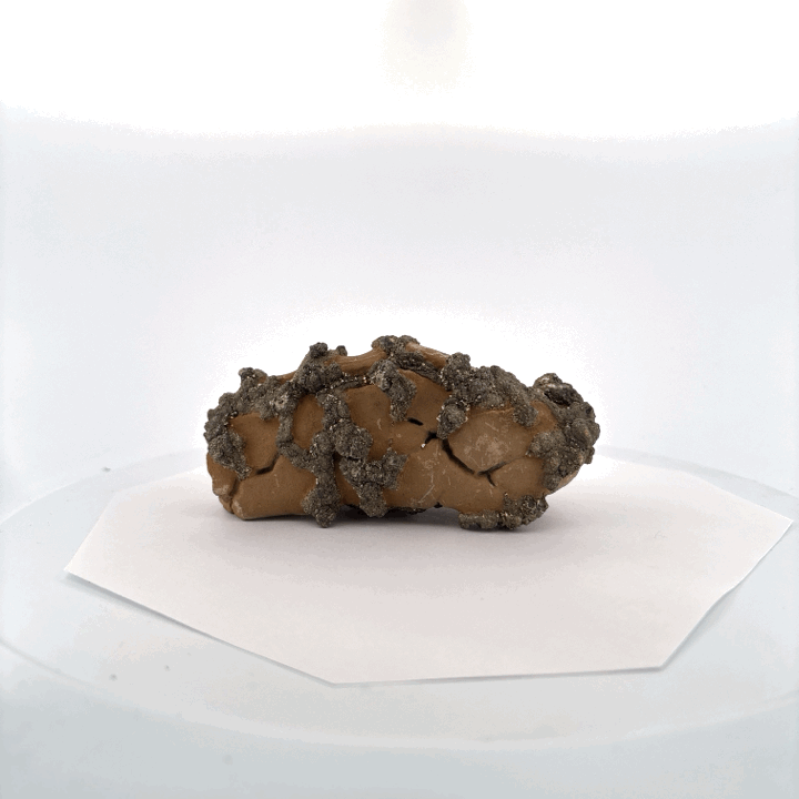 Pyrite on Limonite Clay, 10x5x4cm, 359gr, Supat Mine, Mansehra, Pakistan