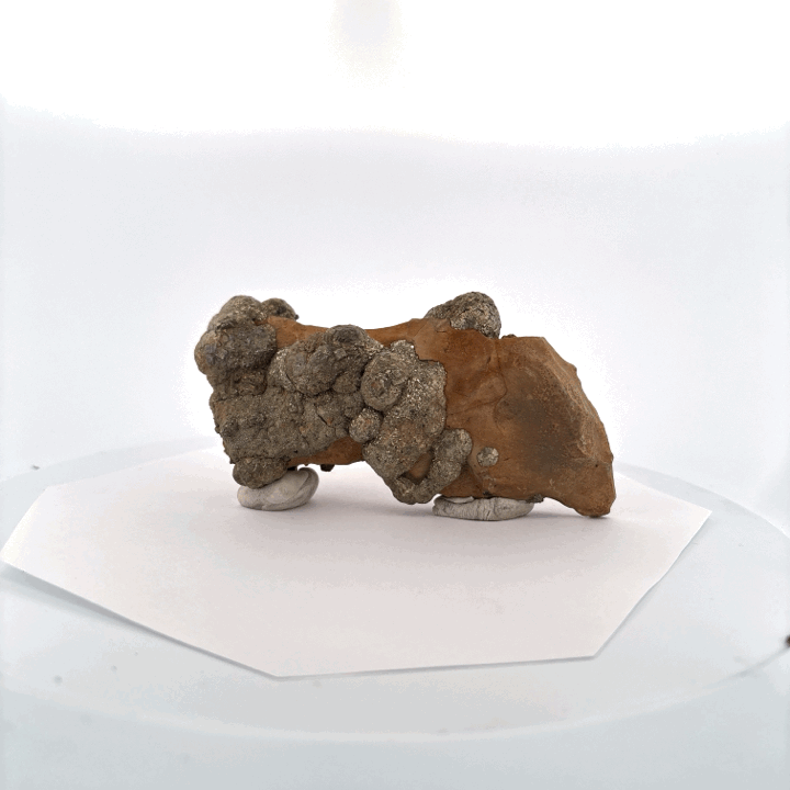 Pyrite on Limonite Clay, 372gr, 12x6x4cm, Supat Mine, Mansehra, Pakistan