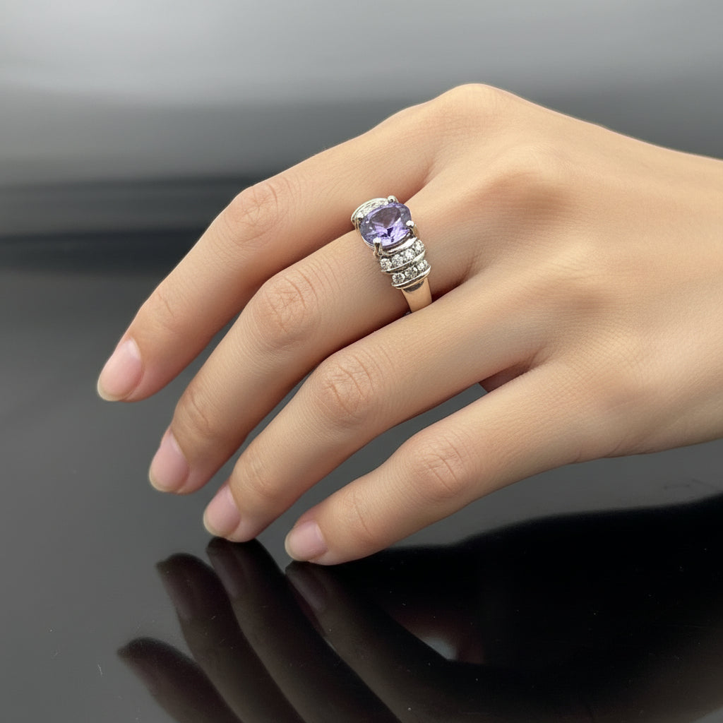 14K Tanzanite & Diamond Ring, Size 6