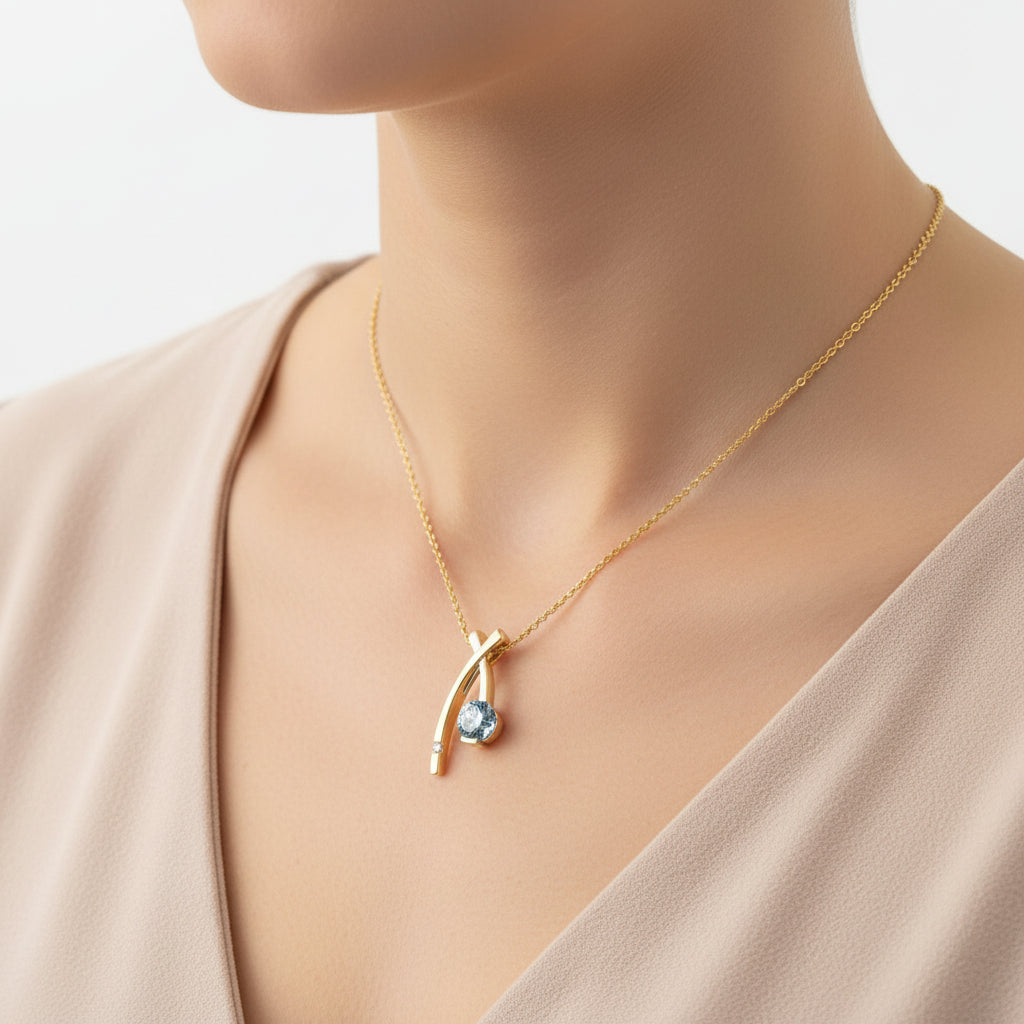 14K Certified Diamond Pendant, 1.8cttw, SI1, Blue, F, 5.05gr