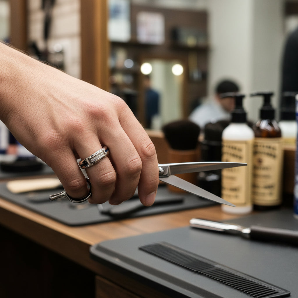 14k Mens Diamond & Sapphire Ring, 7.65gr