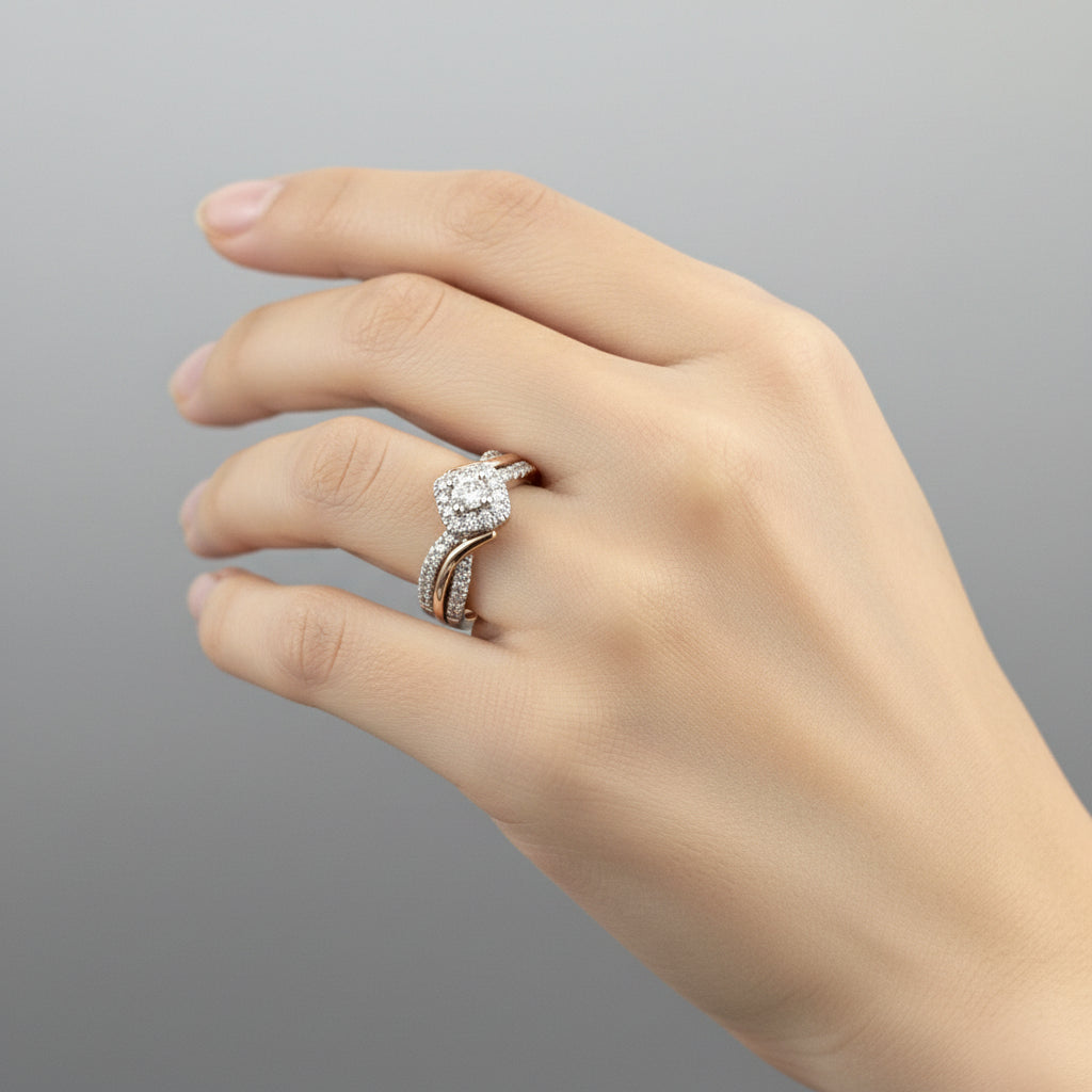 14K 2-Tone Diamond Ring, 1/2cttw, GH, SI1, 4.28gr