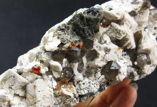 Look at this GEM Garnet / Grossular &Smoky Quartz crystal, How does this form?