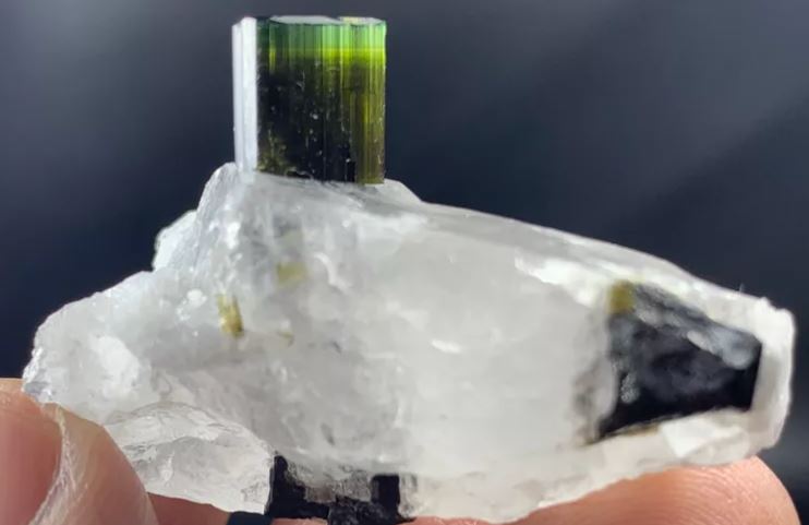 Here's a less common Green Cap Tourmaline in Quartz from Astak Nala Pakistan! How do such fun things form and what's the mines history?