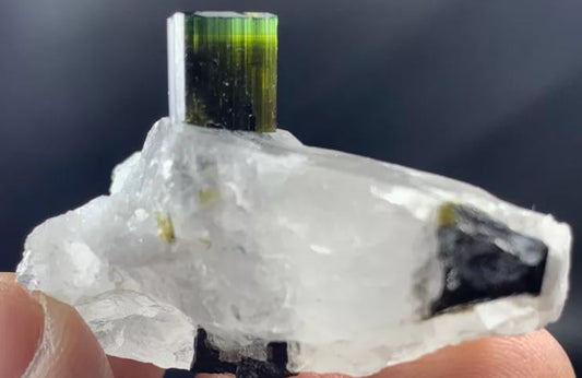 Here's a less common Green Cap Tourmaline in Quartz from Astak Nala Pakistan! How do such fun things form and what's the mines history?