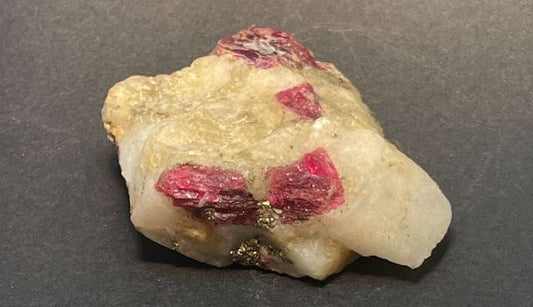 Lets learn about natural Spinel Specimen with Pyrite on Quartz from Magok, Myanmar!