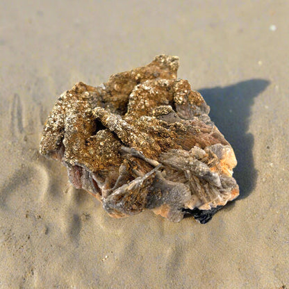 Pyrite on Calcite, Morocco, 7x7x2cm, 187gr