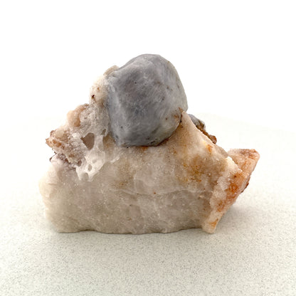 Fluorescent Hackmanite & Calcite on Quartz, 159.06gr, Pakistan