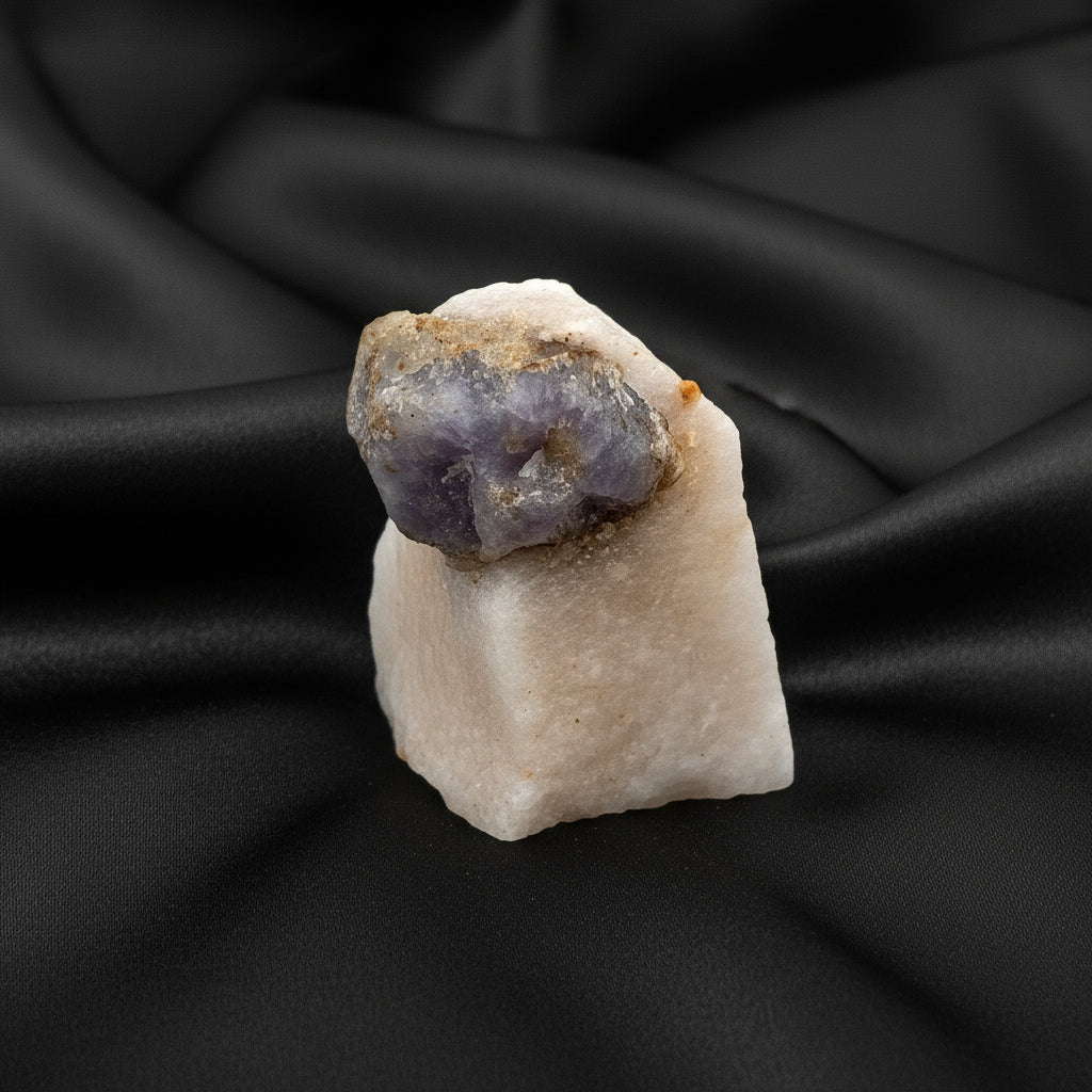 Fluorescent Hackmanite on Quartz, 71.15gr, 30x32x46mm