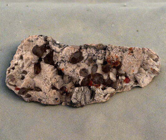 Garnet, Smokey Quartz, Mica, & Calcite Specimen, Brazil, 12x5x3cm
