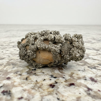 Pyrite on Limonite Clay, 303gr, 83x47x37mm, Supat Mine, Mansehra, Pakistan