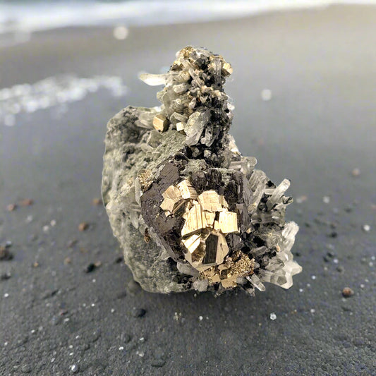 Quartz, Pyrite, & Sphalerite Specimen, Bulgaria, 59.5gr