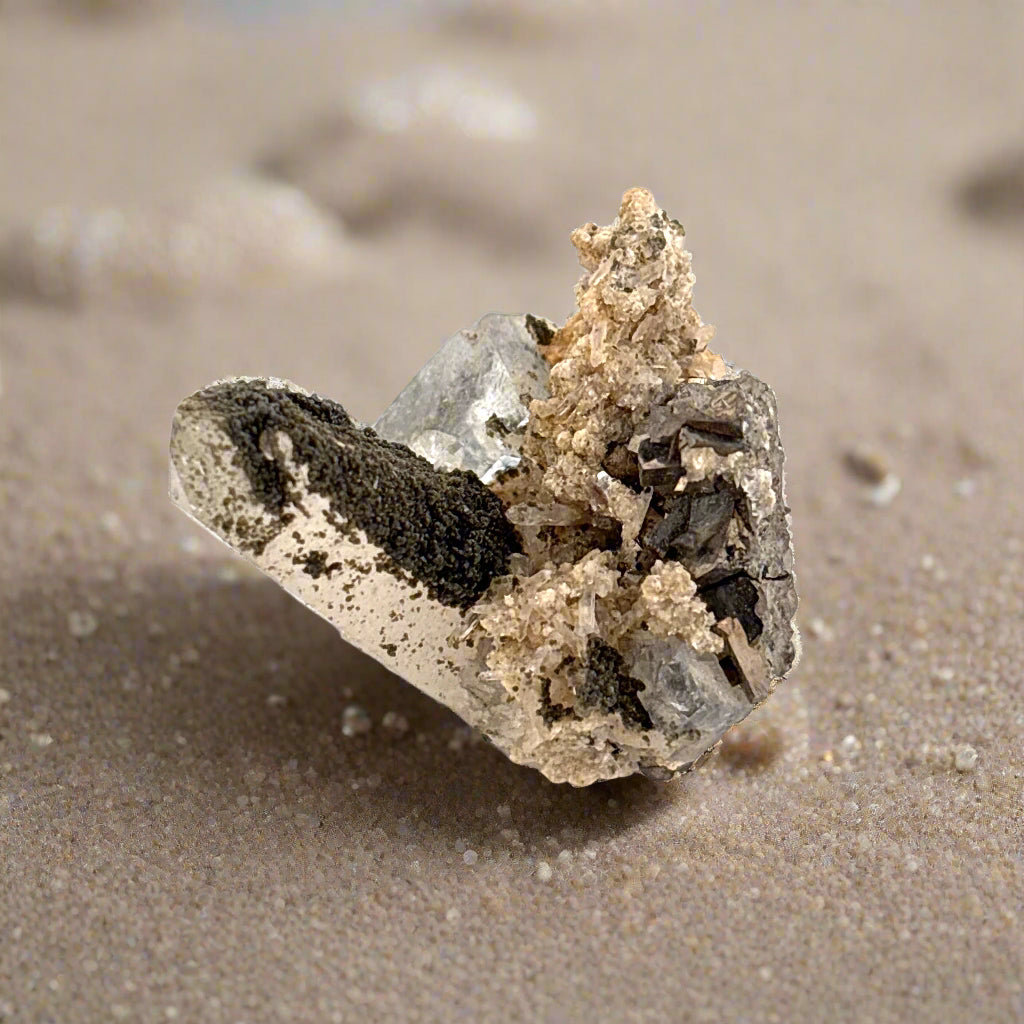 Quartz, Arsenopyrite, & Fluorite, Yaogangxian Mine, China, 2.5x3x3.5cm, 20.5gr