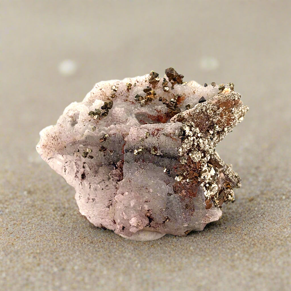 Pyrite on Quartz from Morocco, 7x5x3.5cm, 111gr