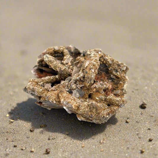 Pyrite with Quartz & Calcite, Morocco, 6.5x5.5x2.5cm, 132gr