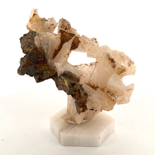 Chalcopyrite on Calcite, Madan Mine, Bulgaria, 9x6x8cm
