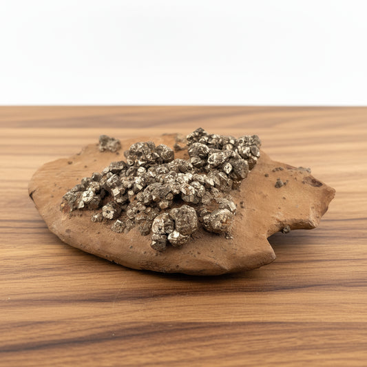 Rare! Pyrite on Limonite Clay, 949gr, 27x10x6cm, Supat Mine, Mansehra, Pakistan