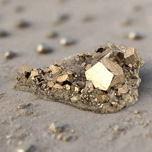 Pyrite & Quartz Specimen, Brazil, 6.56gr, 31x21x13mm